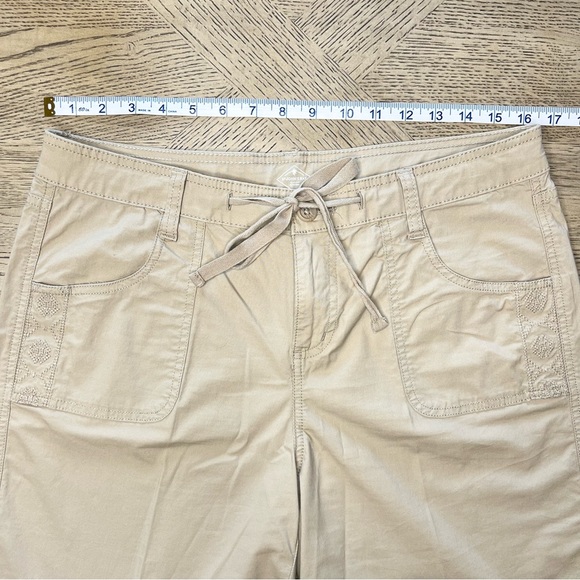 St. John’s Bay Two Pairs Embroidered Drawstring Shorts Khaki/Blue, Women’s 10 - Picture 8 of 13